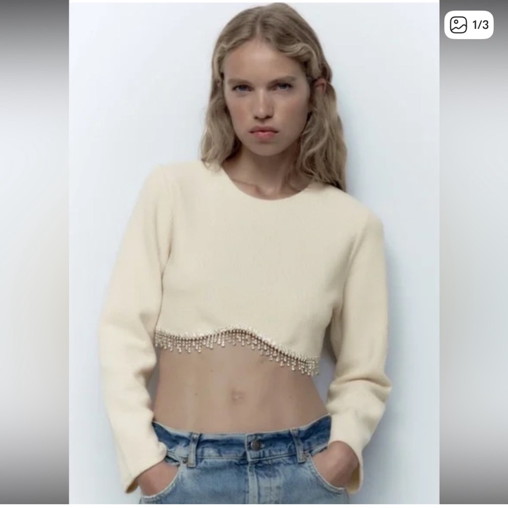 Zara Crop Top with Beaded Hem